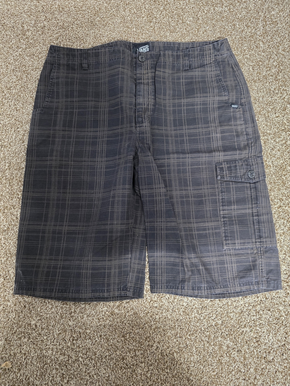 Vans Men's Plaid Cargo Shorts - Black and Brown